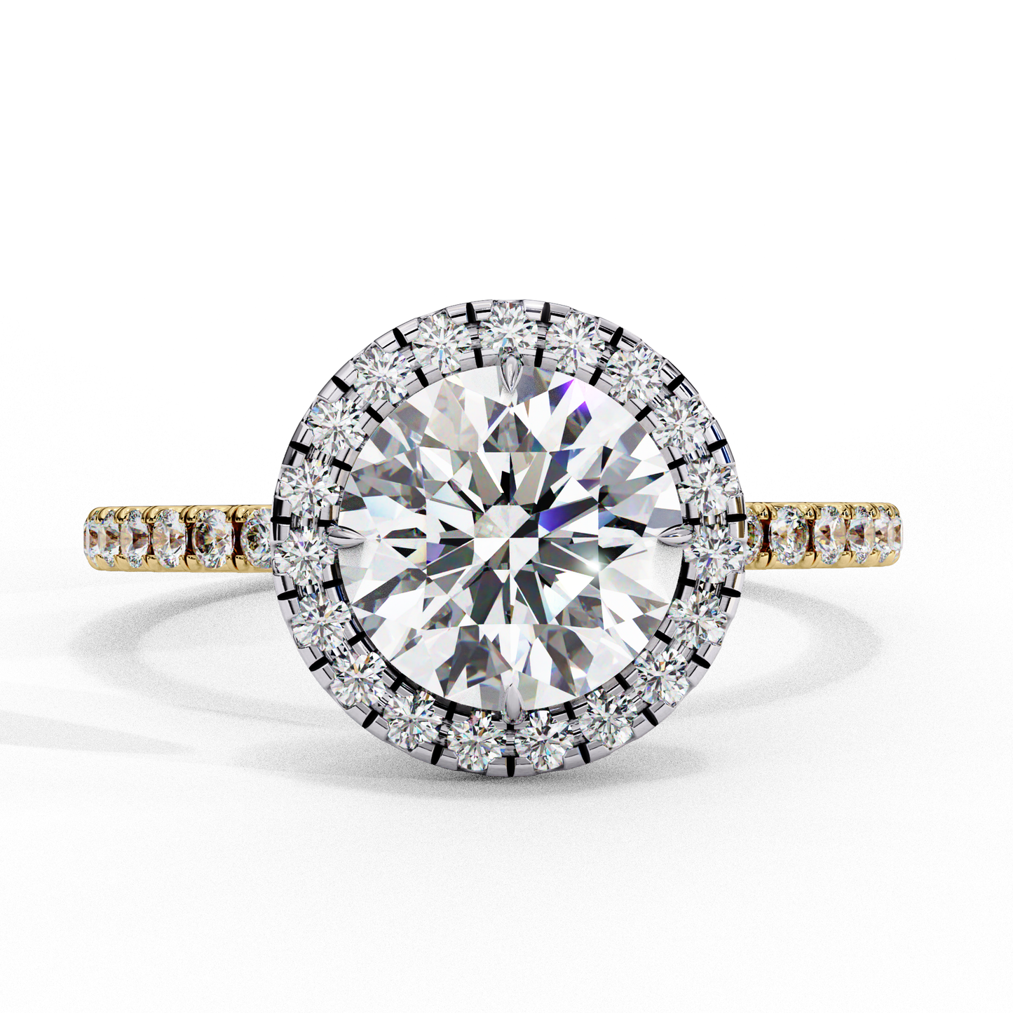 lab grown diamond | moissanite Jewellery Wings Fly Halo Lab Grown Diamond OR Moissanite Ring Yellow Gold 18K by Rabbito Jewels