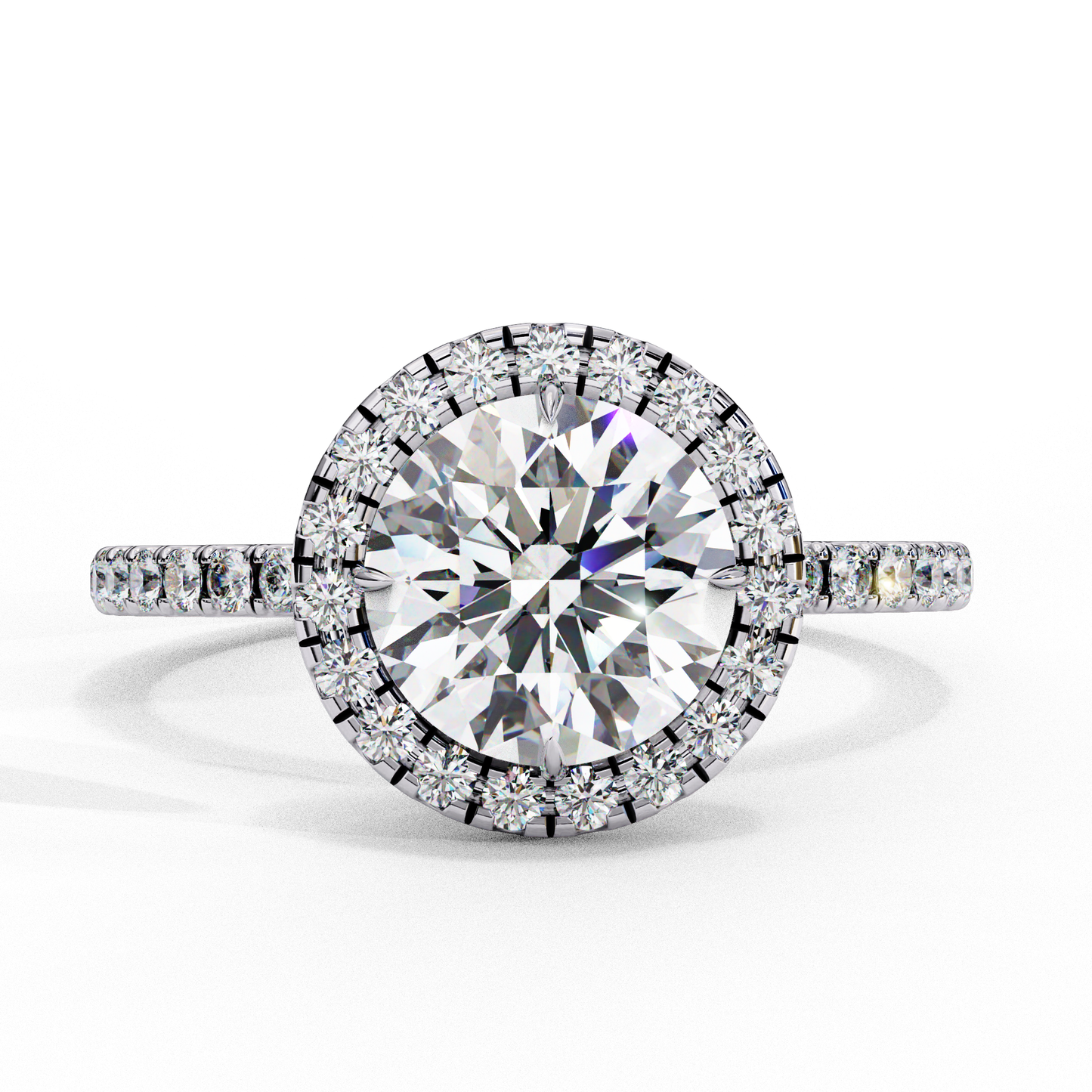 lab grown diamond | moissanite Jewellery Wings Fly Halo Lab Grown Diamond OR Moissanite Ring White Gold 14K by Rabbito Jewels