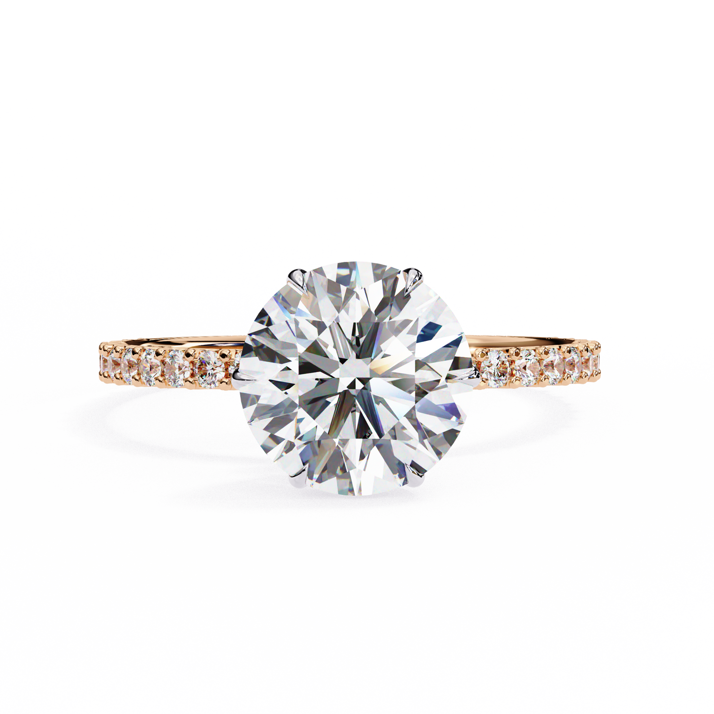 lab grown diamond | moissanite Jewellery Vogue Halo Lab Grown Diamond OR Moissanite Ring Rose Gold 14K by Rabbito Jewels