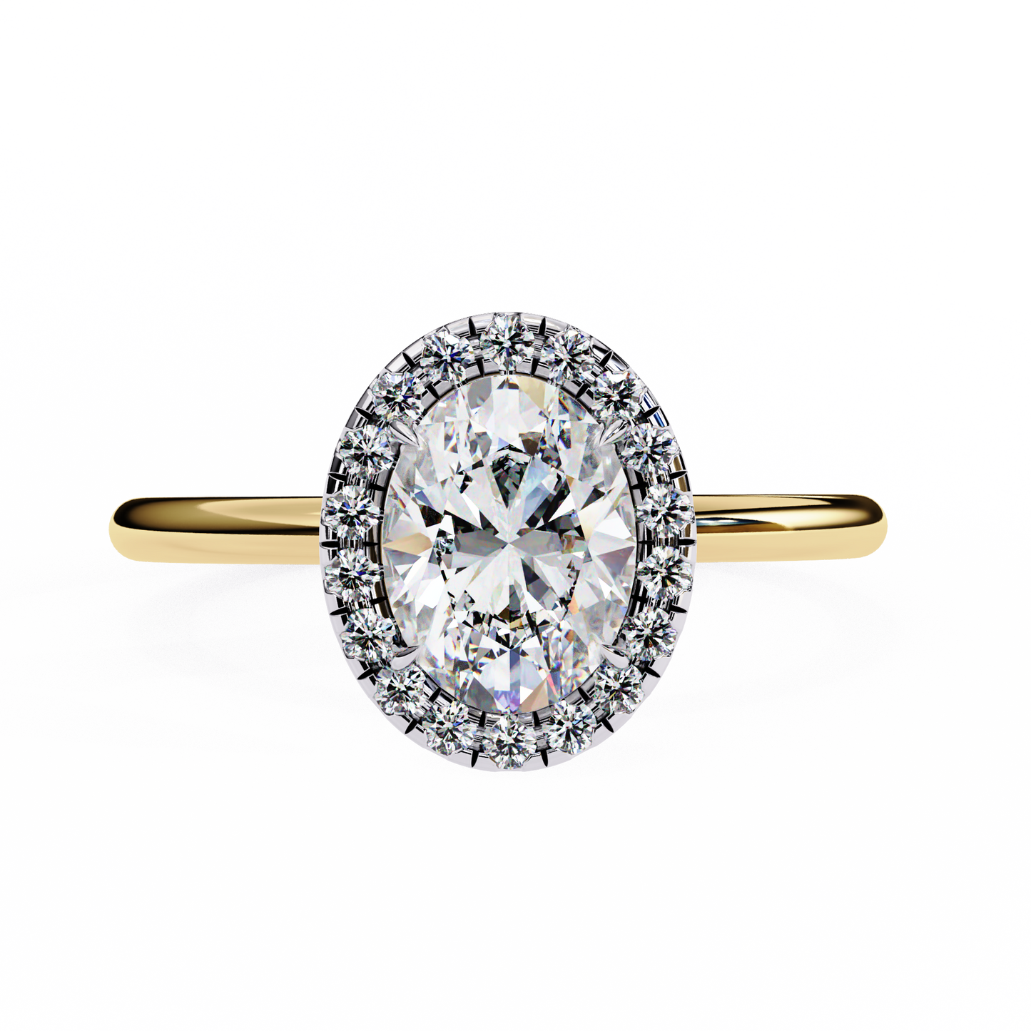 lab grown diamond | moissanite Jewellery 1.09CT Cushion Halo Lab Grown OR Moissanite Ring Yellow Gold 18K by Rabbito Jewels