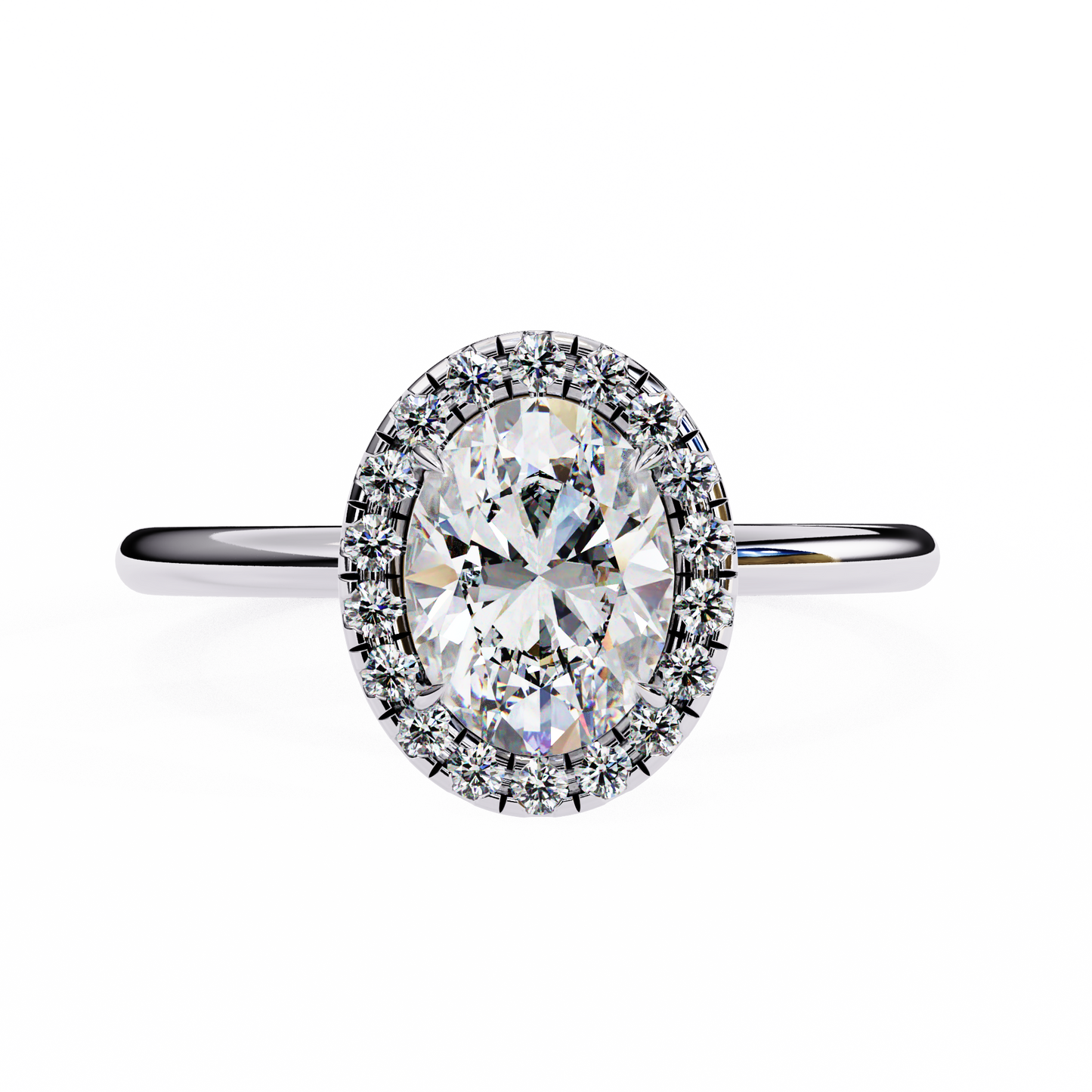 lab grown diamond | moissanite Jewellery 1.09CT Cushion Halo Lab Grown OR Moissanite Ring White Gold 18K by Rabbito Jewels