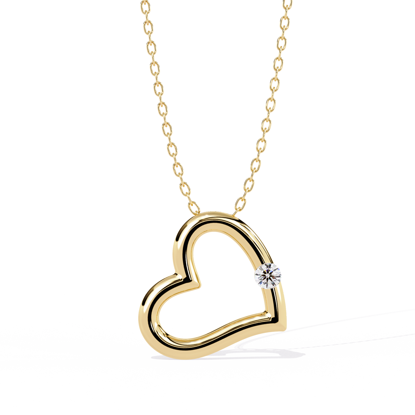 lab grown diamond | moissanite Jewellery Moon Heart Lab Grown Diamond OR Moissanite Pendant Yellow Gold 14K by Rabbito Jewels