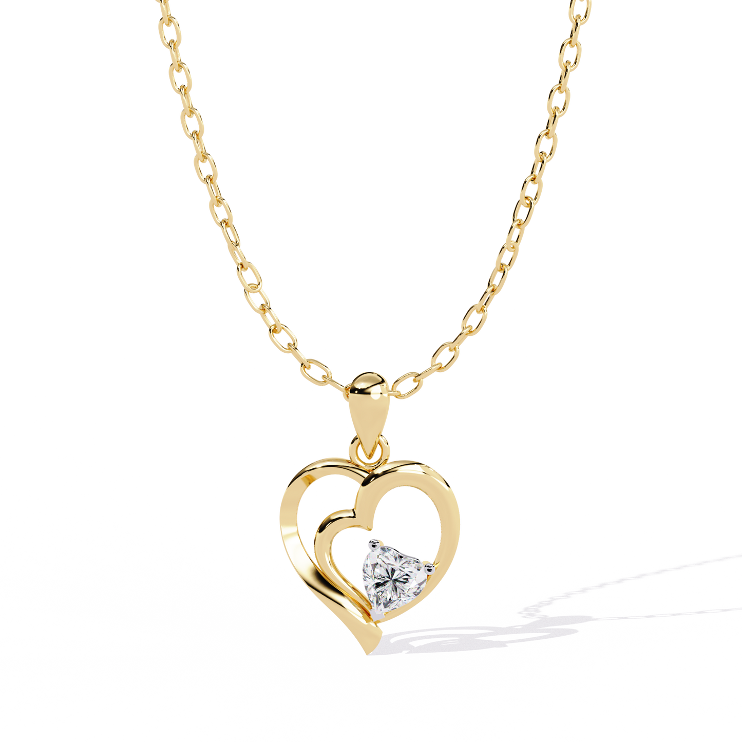 lab grown diamond | moissanite Jewellery Stunning Heart Love Lab Grown Diamond OR Moissanite Pendant Yellow Gold 14K by Rabbito Jewels