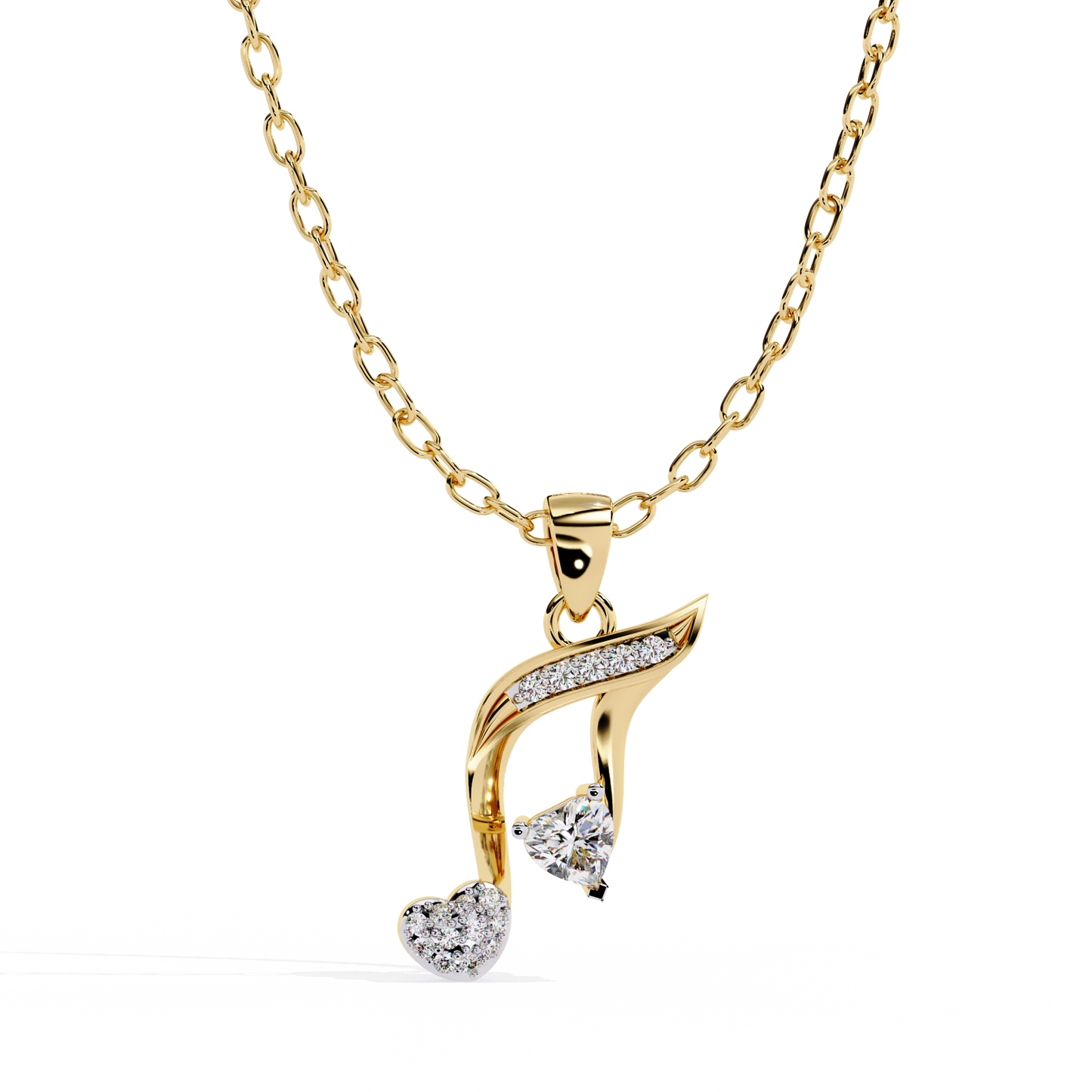 lab grown diamond | moissanite Jewellery Music Star Lab Grown Diamond OR Moissanite Pendant Yellow Gold 18K by Rabbito Jewels