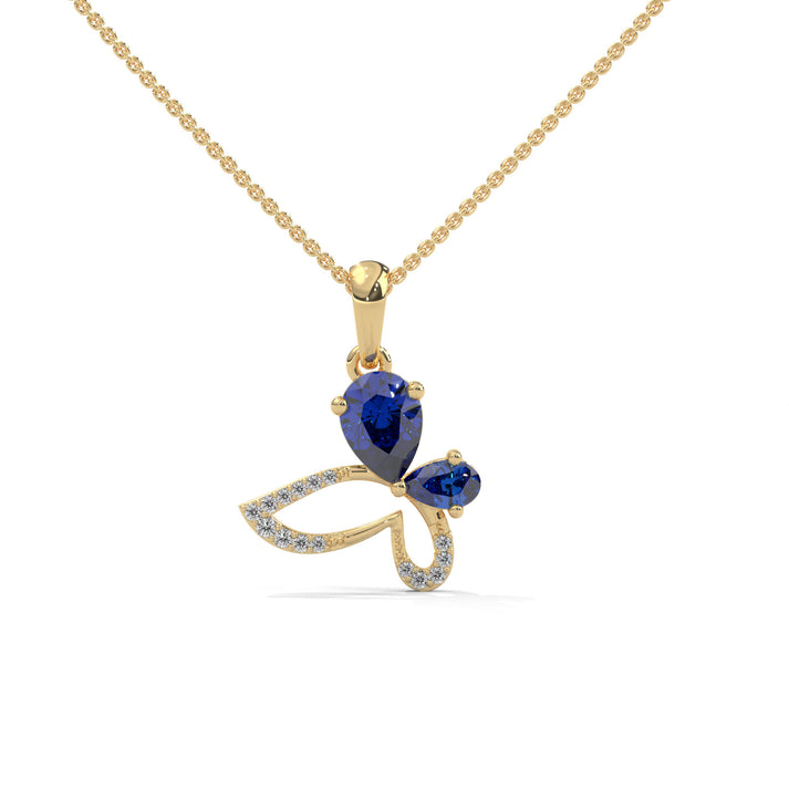 lab grown diamond | moissanite Jewellery Butterfly Lab Grown Diamond OR Moissanite Pendant Yellow Gold 18K by Rabbito Jewels