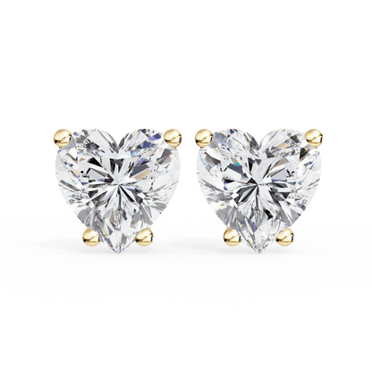 lab grown diamond | moissanite Jewellery Luxe Rebel 1.21ct Lab Grown OR Moissanite Heart Stud Earrings Yellow Gold 18K by Rabbito Jewels