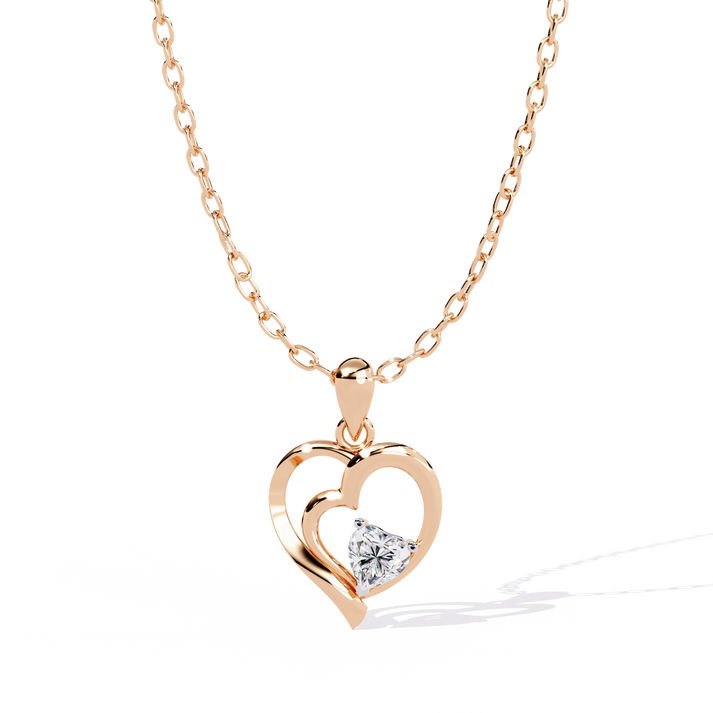 lab grown diamond | moissanite Jewellery Stunning Heart Love Lab Grown Diamond OR Moissanite Pendant Rose Gold 18K by Rabbito Jewels