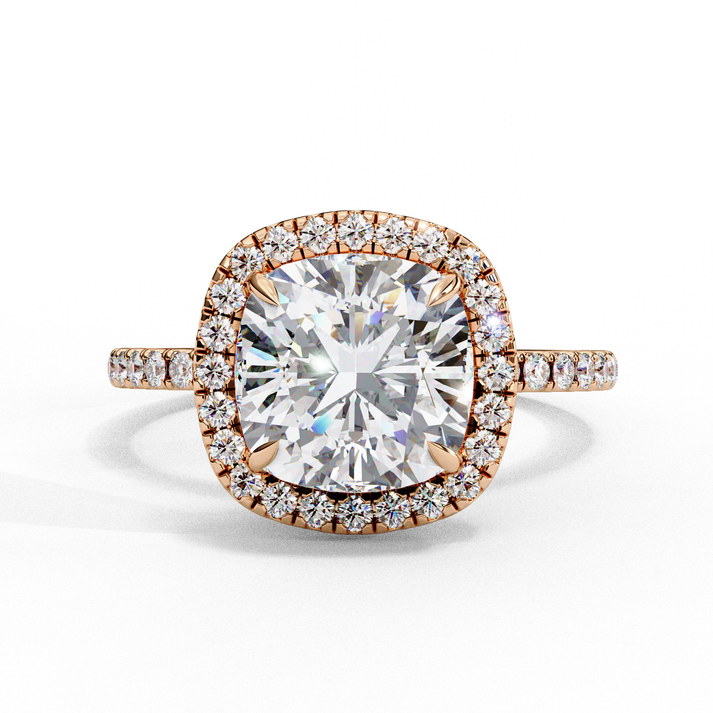 lab grown diamond | moissanite Jewellery Emori Halo Lab Grown Diamond OR Moissanite Ring Rose Gold 14K by Rabbito Jewels