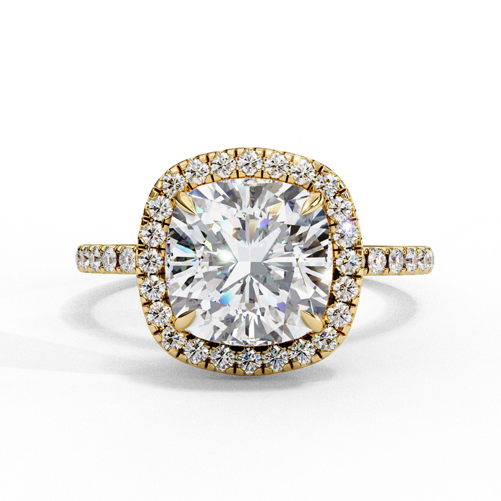 lab grown diamond | moissanite Jewellery Emori Halo Lab Grown Diamond OR Moissanite Ring Yellow Gold 18K by Rabbito Jewels