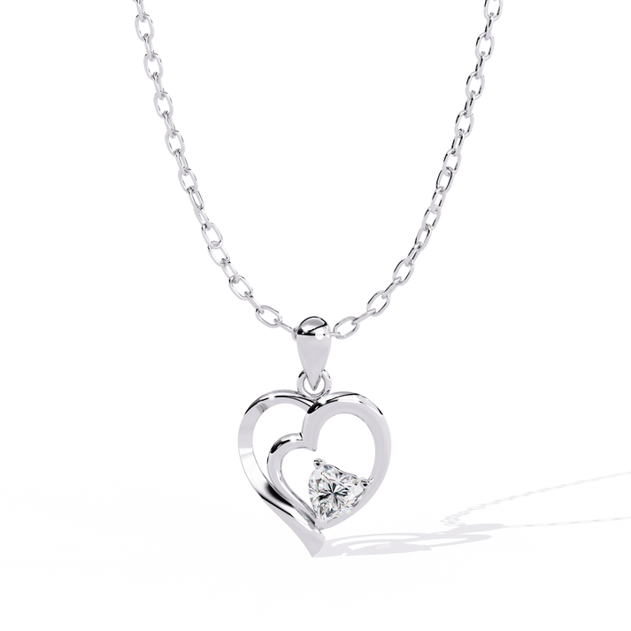 lab grown diamond | moissanite Jewellery Stunning Heart Love Lab Grown Diamond OR Moissanite Pendant Silver by Rabbito Jewels