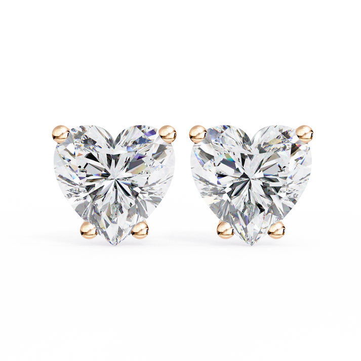 lab grown diamond | moissanite Jewellery Luxe Rebel 1.21ct Lab Grown OR Moissanite Heart Stud Earrings Rose Gold 18K by Rabbito Jewels
