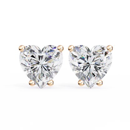 lab grown diamond | moissanite Jewellery Luxe Rebel 1.21ct Lab Grown OR Moissanite Heart Stud Earrings Rose Gold 14K by Rabbito Jewels