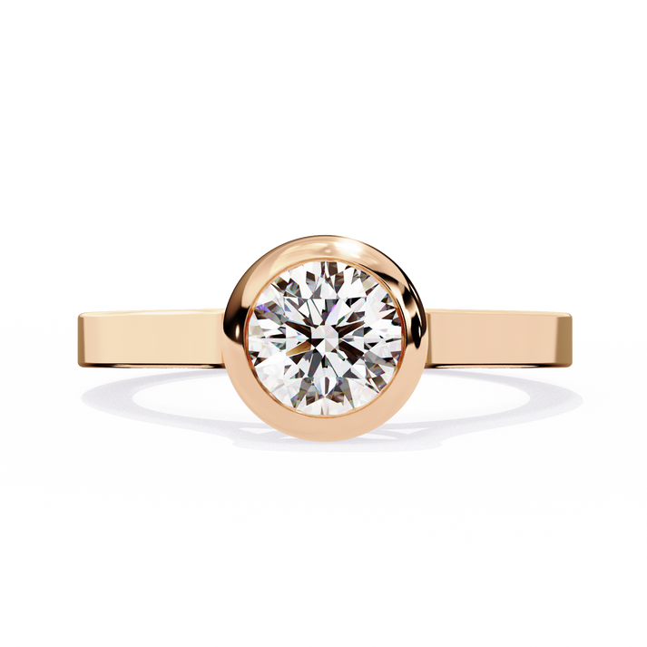 lab grown diamond | moissanite Jewellery Flash 0.64CT Round Lab Grown OR Moissanite Ring Rose Gold 14K by Rabbito Jewels