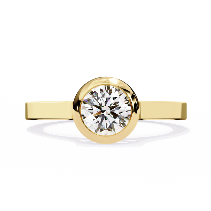lab grown diamond | moissanite Jewellery Flash 0.64CT Round Lab Grown OR Moissanite Ring Yellow Gold 14K by Rabbito Jewels
