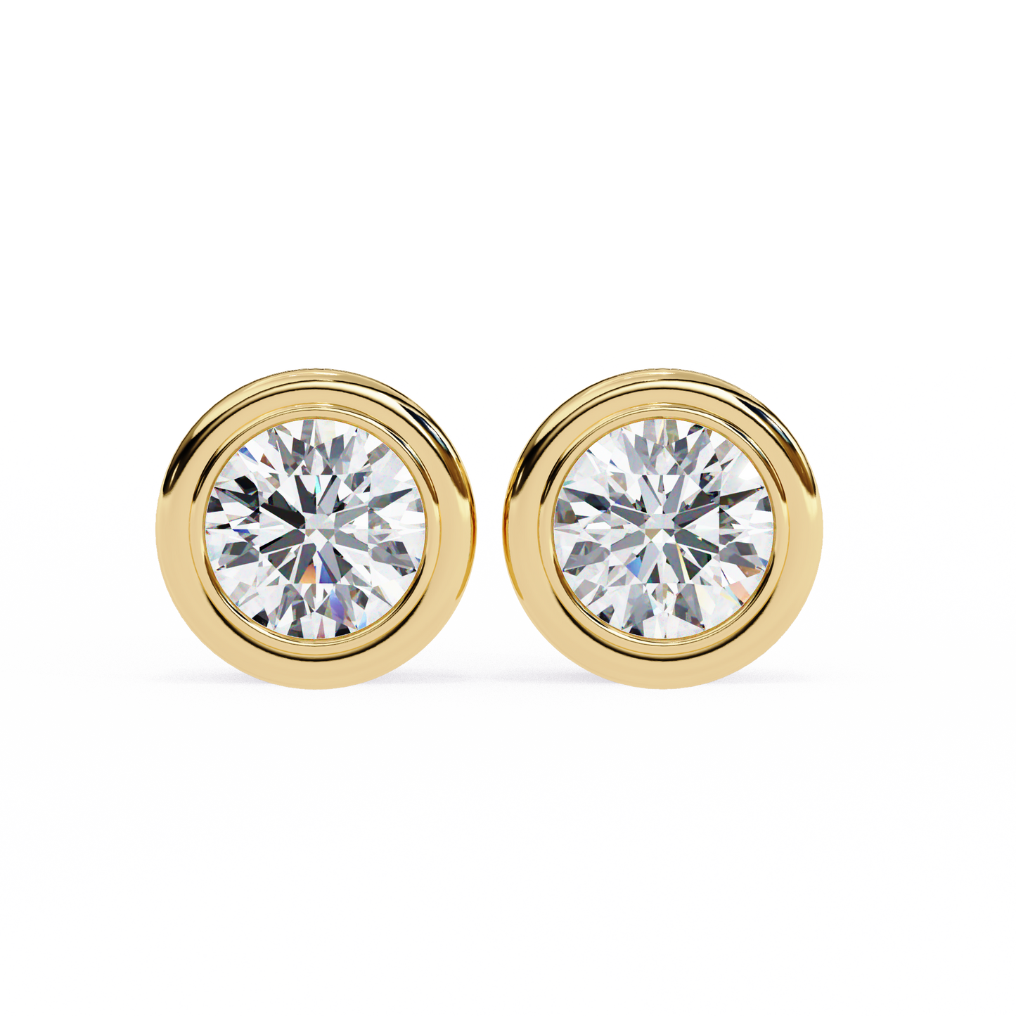 lab grown diamond | moissanite Jewellery Chrome Diva 1.28ct Lab Grown OR Moissanite Round Stud Earrings Yellow Gold 18K by Rabbito Jewels