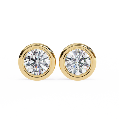 lab grown diamond | moissanite Jewellery Chrome Diva 1.28ct Lab Grown OR Moissanite Round Stud Earrings Yellow Gold 18K by Rabbito Jewels