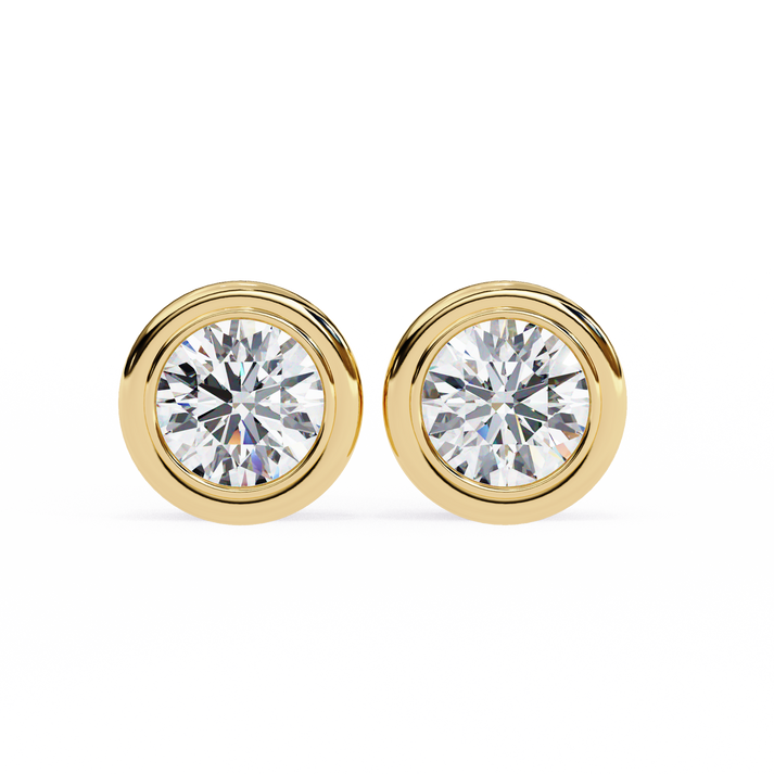 lab grown diamond | moissanite Jewellery Chrome Diva 1.28ct Lab Grown OR Moissanite Round Stud Earrings Yellow Gold 18K by Rabbito Jewels