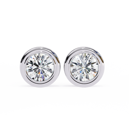lab grown diamond | moissanite Jewellery Chrome Diva 1.28ct Lab Grown OR Moissanite Round Stud Earrings White Gold 18K by Rabbito Jewels