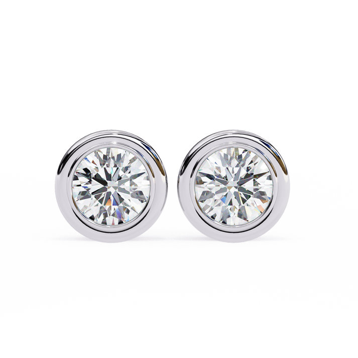 lab grown diamond | moissanite Jewellery Chrome Diva 1.28ct Lab Grown OR Moissanite Round Stud Earrings White Gold 18K by Rabbito Jewels