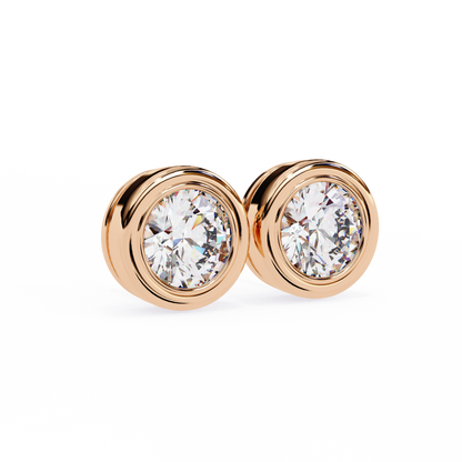 lab grown diamond | moissanite Jewellery Chrome Diva 1.28ct Lab Grown OR Moissanite Round Stud Earrings Rose Gold 18K by Rabbito Jewels