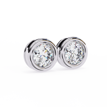 lab grown diamond | moissanite Jewellery Chrome Diva 1.28ct Lab Grown OR Moissanite Round Stud Earrings by Rabbito Jewels