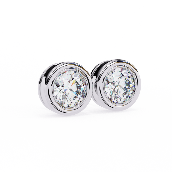 lab grown diamond | moissanite Jewellery Chrome Diva 1.28ct Lab Grown OR Moissanite Round Stud Earrings by Rabbito Jewels
