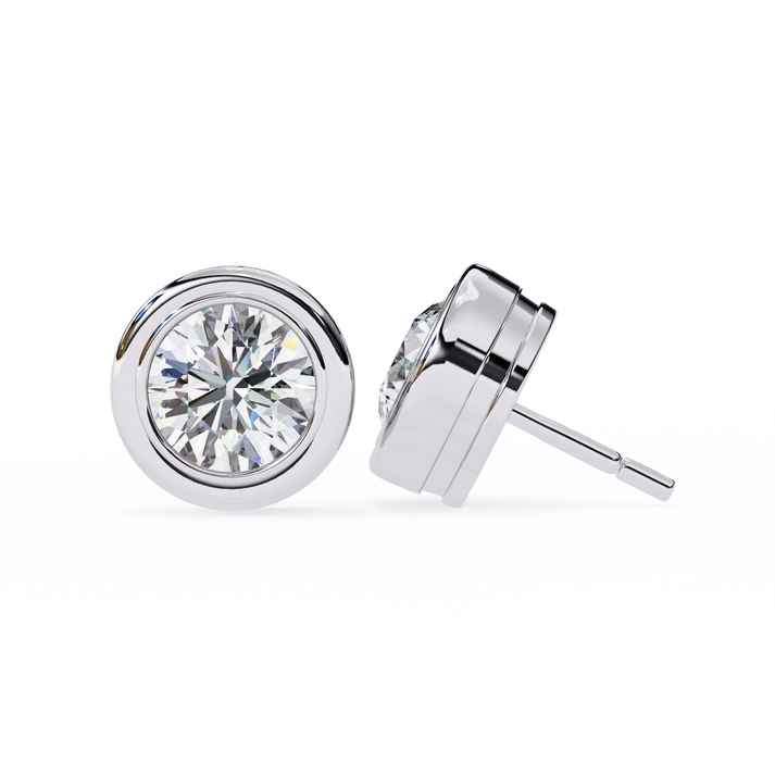 lab grown diamond | moissanite Jewellery Chrome Diva 1.28ct Lab Grown OR Moissanite Round Stud Earrings by Rabbito Jewels