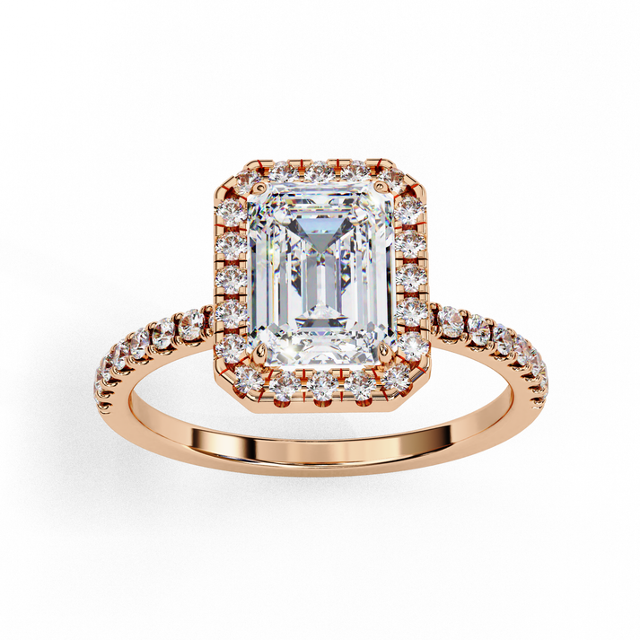 lab grown diamond | moissanite Jewellery Firework Emerald Halo Lab Grown OR Moissanite Ring by Rabbito Jewels