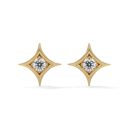 lab grown diamond | moissanite Jewellery Cut Star Lab Grown Diamond OR Moissanite Earrings Yellow Gold 18K by Rabbito Jewels