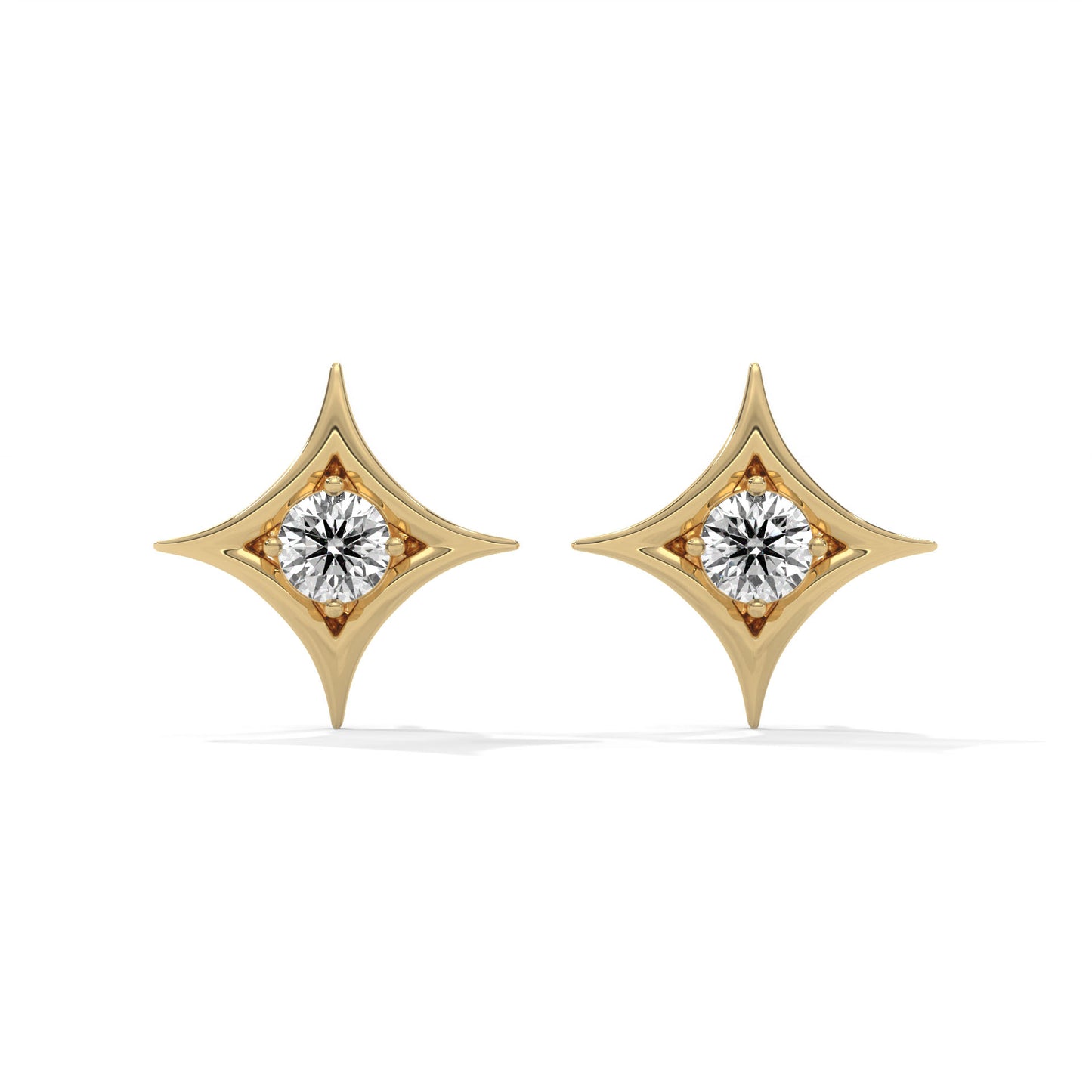 lab grown diamond | moissanite Jewellery Cut Star Lab Grown Diamond OR Moissanite Earrings Yellow Gold 14K by Rabbito Jewels