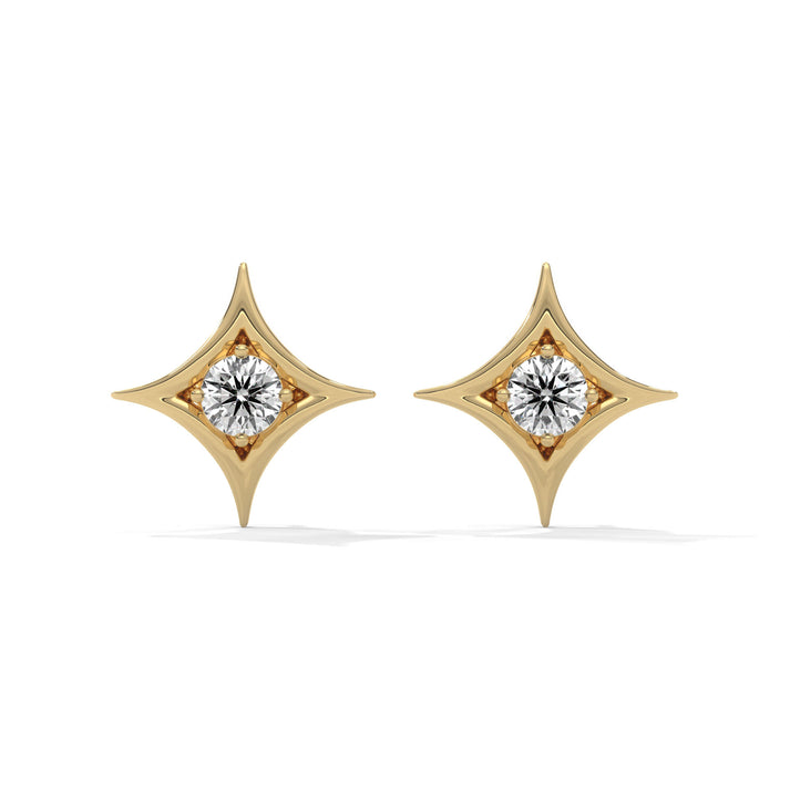 lab grown diamond | moissanite Jewellery Cut Star Lab Grown Diamond OR Moissanite Earrings Yellow Gold 14K by Rabbito Jewels