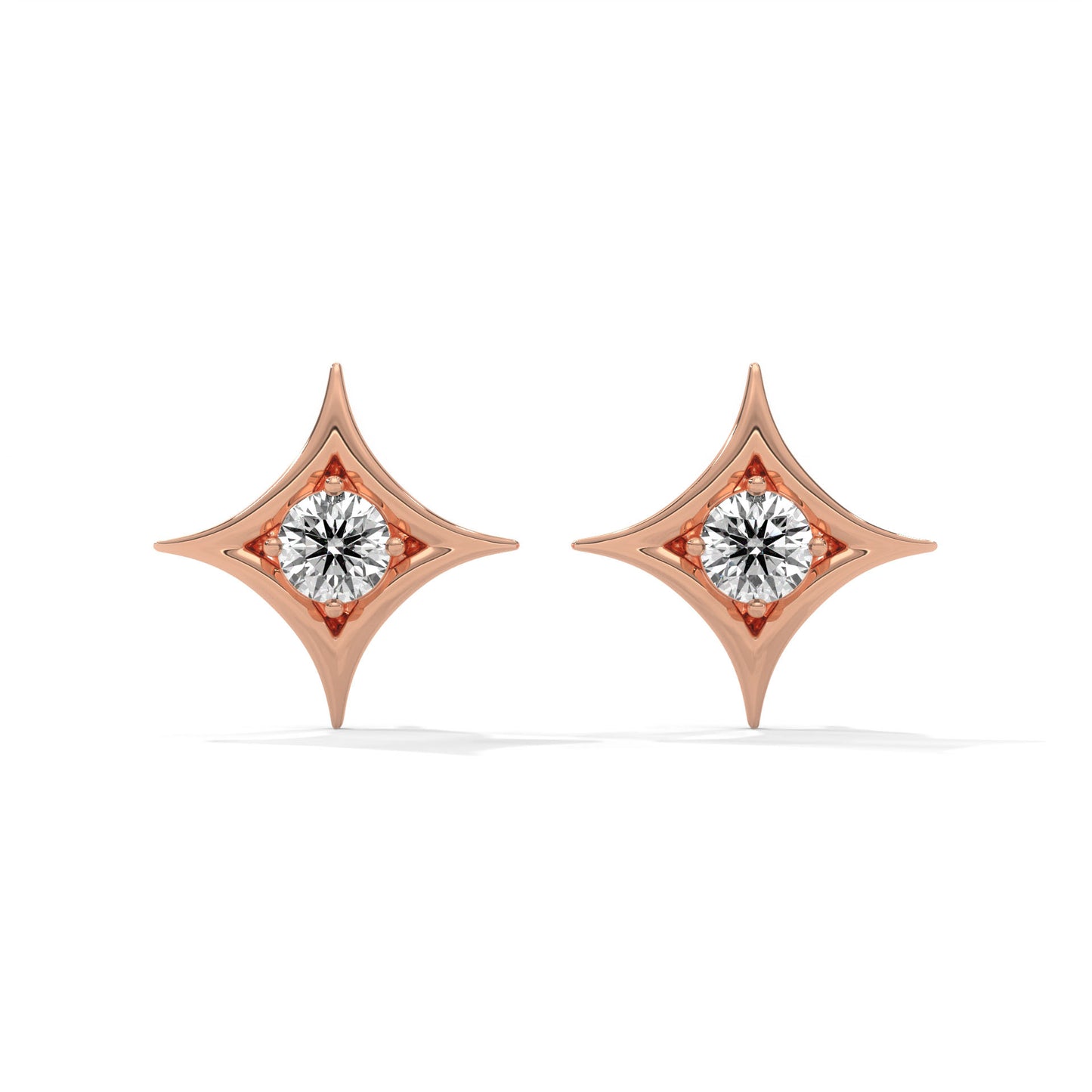 lab grown diamond | moissanite Jewellery Cut Star Lab Grown Diamond OR Moissanite Earrings Rose Gold 14K by Rabbito Jewels