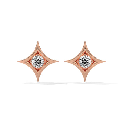 lab grown diamond | moissanite Jewellery Cut Star Lab Grown Diamond OR Moissanite Earrings Rose Gold 14K by Rabbito Jewels