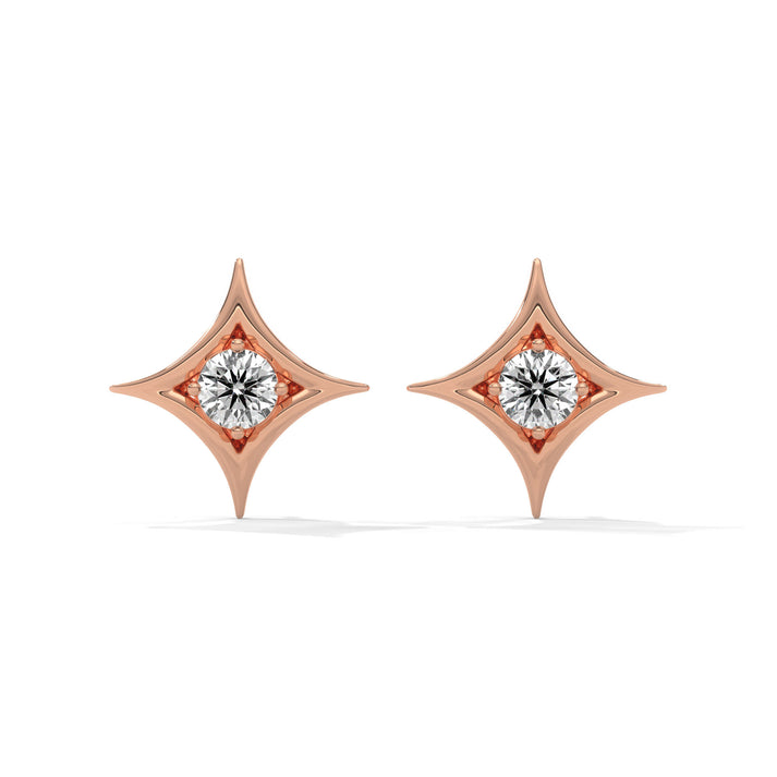 lab grown diamond | moissanite Jewellery Cut Star Lab Grown Diamond OR Moissanite Earrings Rose Gold 18K by Rabbito Jewels