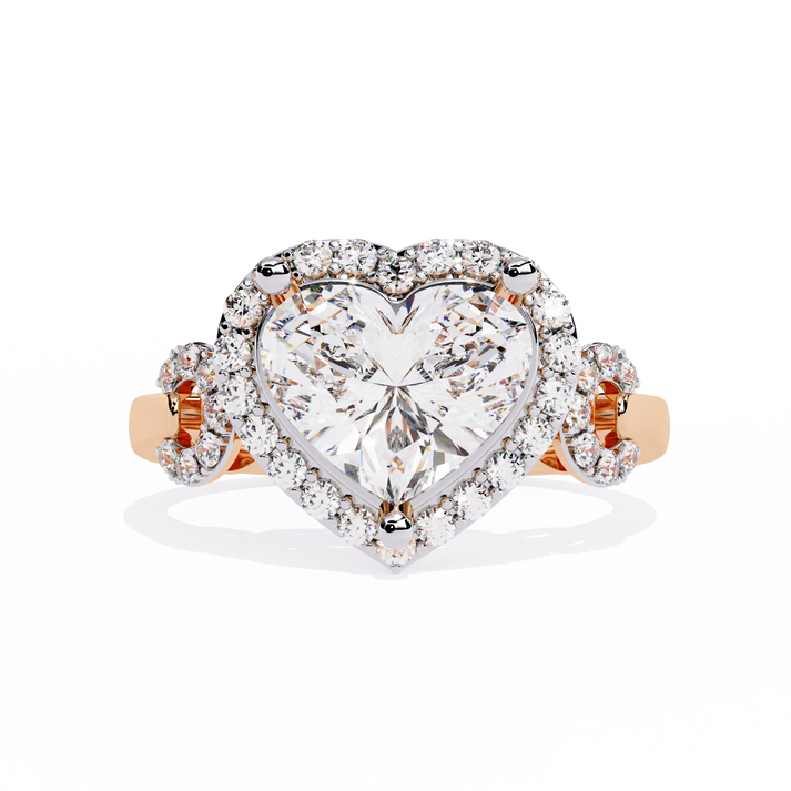 lab grown diamond | moissanite Jewellery Coctail Heart Halo Lab Grown Diamond OR Moissanite Ring Rose Gold 14K by Rabbito Jewels