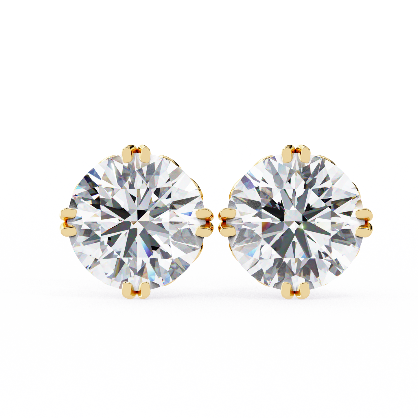 lab grown diamond | moissanite Jewellery Frostbite 1.28ct Lab Grown OR Moissanite Stud Earrings Yellow Gold 14K by Rabbito Jewels