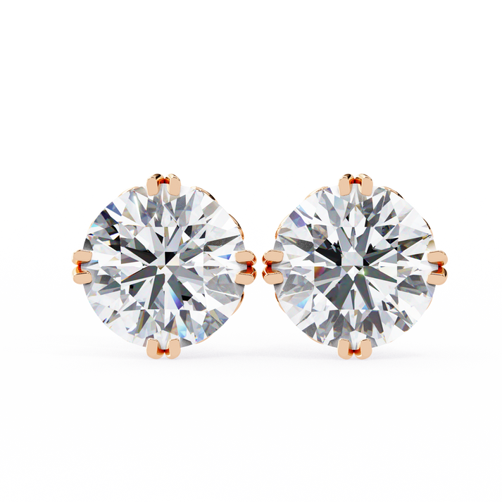 lab grown diamond | moissanite Jewellery Frostbite 1.28ct Lab Grown OR Moissanite Stud Earrings Rose Gold 18K by Rabbito Jewels
