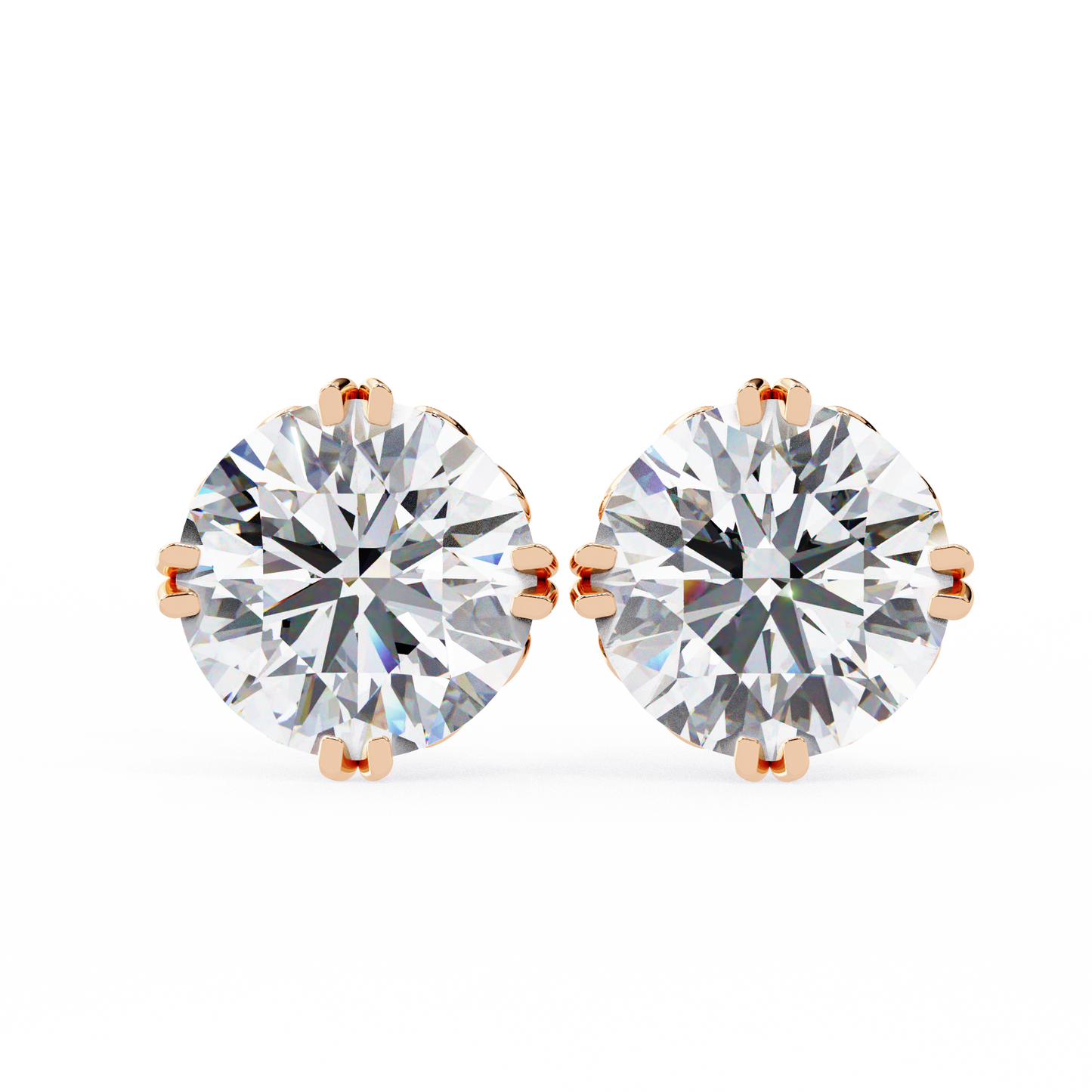 lab grown diamond | moissanite Jewellery Frostbite 1.28ct Lab Grown OR Moissanite Stud Earrings Rose Gold 14K by Rabbito Jewels