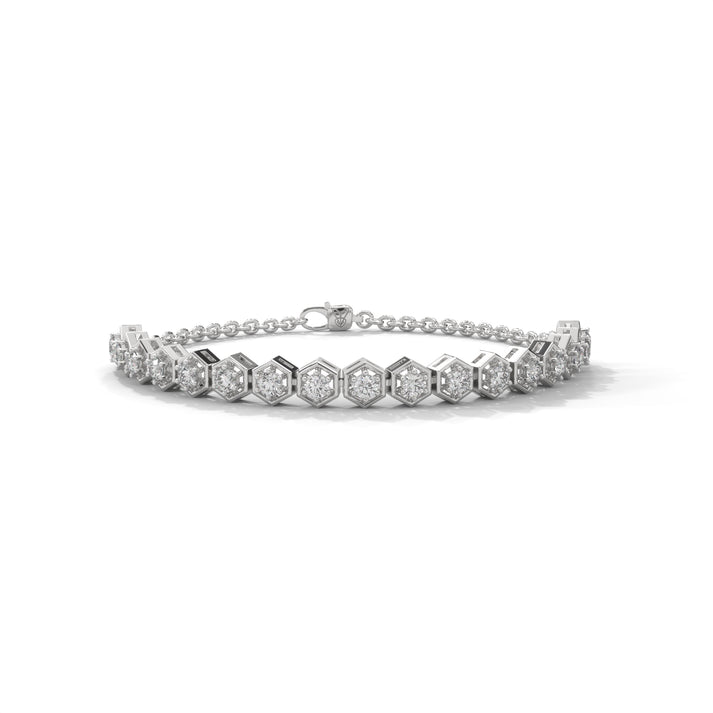 lab grown diamond | moissanite Jewellery Tennis Brilliant Lab Grown Diamond OR Moissanite Bracelet White Gold 18K by Rabbito Jewels