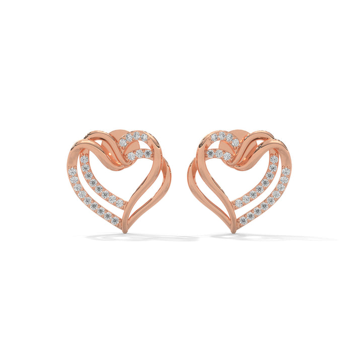 lab grown diamond | moissanite Jewellery Napier Heart Lab Grown Diamond OR Moissanite Earrings Rose Gold 14K by Rabbito Jewels