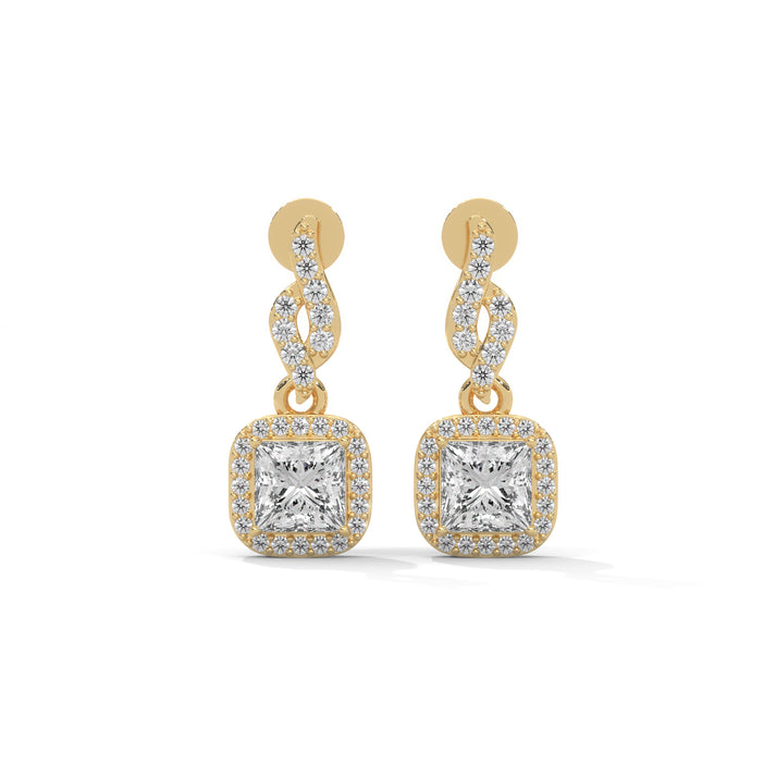 lab grown diamond | moissanite Jewellery Square Drop Lab Grown Diamond OR Moissanite Earrings Yellow Gold 14K by Rabbito Jewels