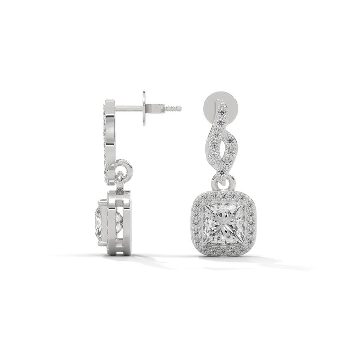 lab grown diamond | moissanite Jewellery Square Drop Lab Grown Diamond OR Moissanite Earrings by Rabbito Jewels