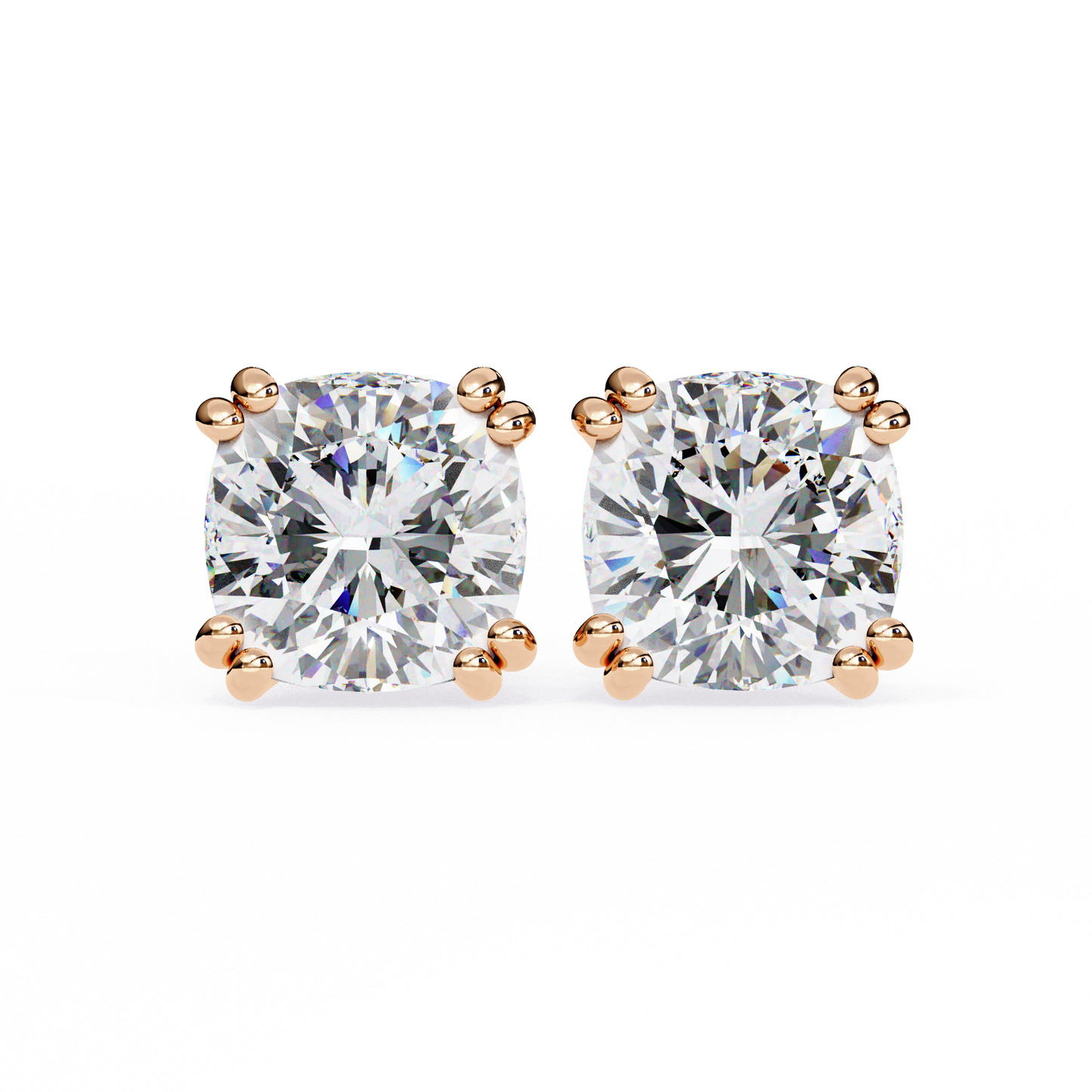 lab grown diamond | moissanite Jewellery Diamond Crunt Lab Grown OR Moissanite Stud Earrings Rose Gold 14K by Rabbito Jewels