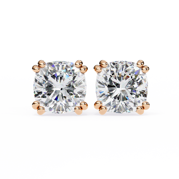 lab grown diamond | moissanite Jewellery Diamond Crunt Lab Grown OR Moissanite Stud Earrings Rose Gold 14K by Rabbito Jewels