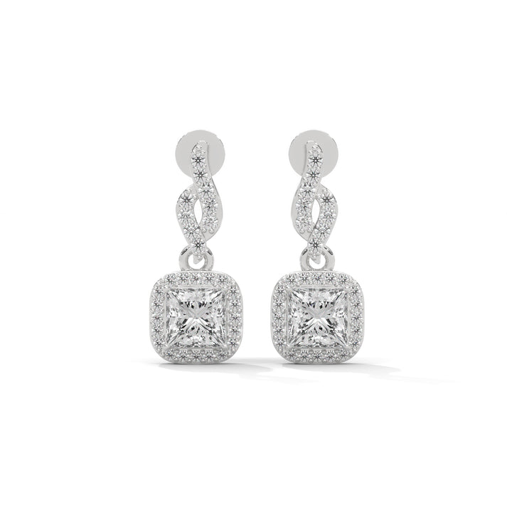 lab grown diamond | moissanite Jewellery Square Drop Lab Grown Diamond OR Moissanite Earrings Silver by Rabbito Jewels