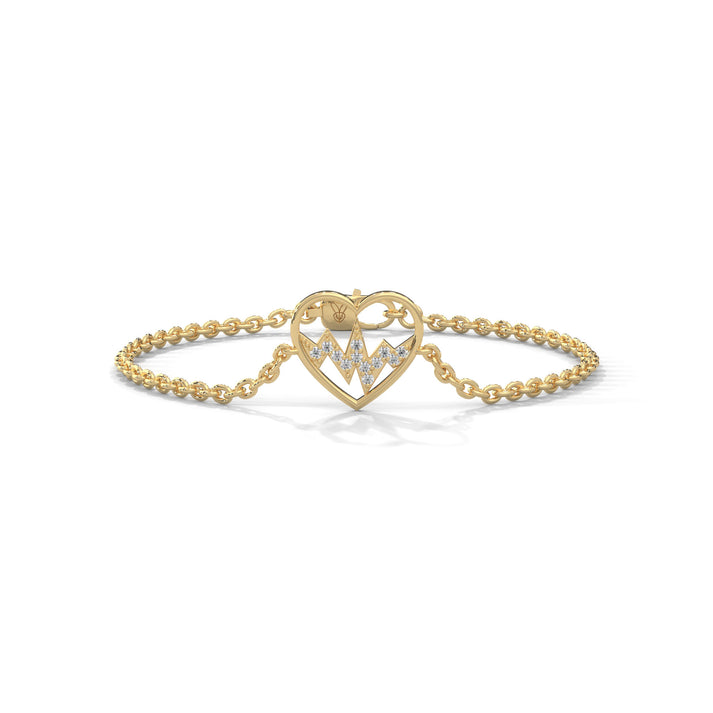 lab grown diamond | moissanite Jewellery Heartbeat Lab Grown Diamond OR Moissanite Bracelet Yellow Gold 14K by Rabbito Jewels