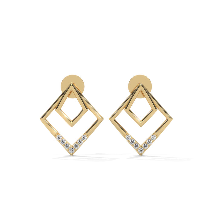 lab grown diamond | moissanite Jewellery Trendy Western Lab Grown Diamond OR Moissanite Earrings Yellow Gold 14K by Rabbito Jewels