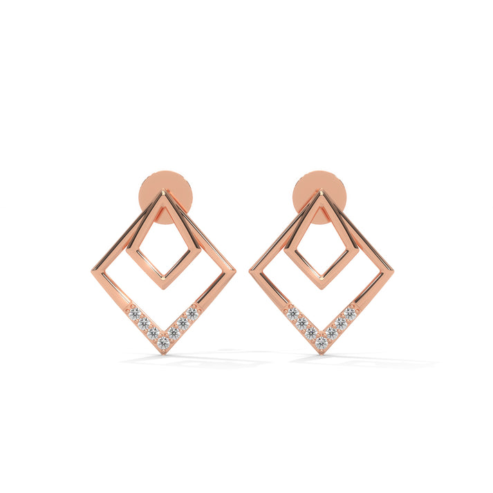 lab grown diamond | moissanite Jewellery Trendy Western Lab Grown Diamond OR Moissanite Earrings Rose Gold 14K by Rabbito Jewels