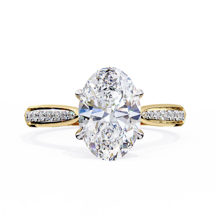 lab grown diamond | moissanite Jewellery Quarter Eternity Halo Lab Grown Diamond OR Moissanite Ring Yellow Gold 14K by Rabbito Jewels