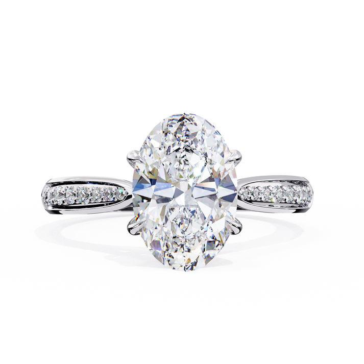 lab grown diamond | moissanite Jewellery Quarter Eternity Halo Lab Grown Diamond OR Moissanite Ring White Gold 14K by Rabbito Jewels